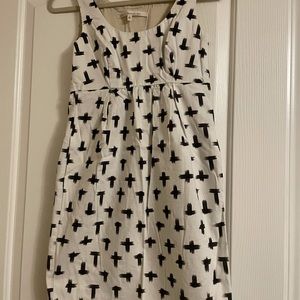 Rachael Roy ivory and navy patterned dress